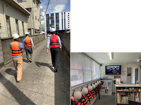 大阪本店：津波避難訓練・対策備品配備状況