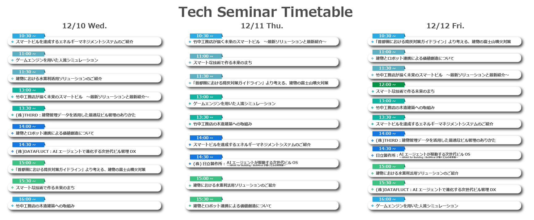 技術セミナータイムテーブル